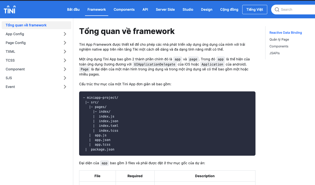 tiniapp framework